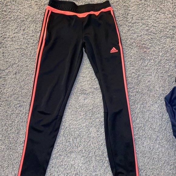 Adidas pink stripe soccer pants Clearance